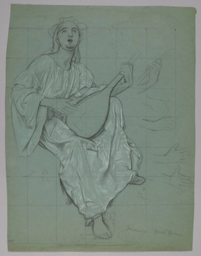 Lutnistka (frente e verso) de Hans Thoma