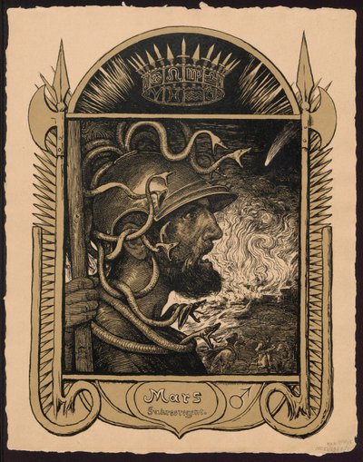 «Mars Jahrersregent». Marte como senhor do ano. Esboços para o «Calendário Eterno em Imagens», parte II (Immerwährender Bilderkalender) de Hans Thoma