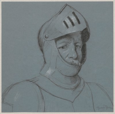 Busto de um cavaleiro com armadura de Hans Thoma