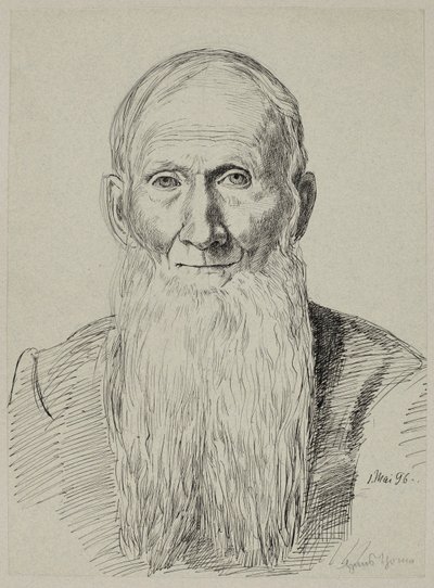 Busto de um ancião com uma barba comprida de Hans Thoma