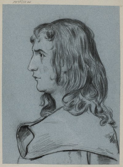Perfil de um jovem de cabelo comprido de Hans Thoma