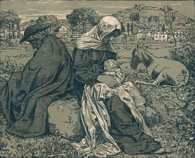 Descanso durante o voo para o Egito, c1897 de Hans Thoma