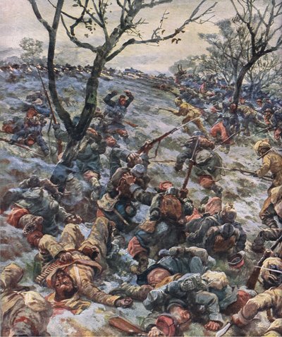 O colapso da linha da frente francesa, de The Illustrated History of the World War 1914-1915 pub. pela Union Berlagsefellfchaft de Hans W. Schmidt