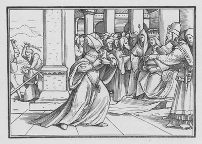 Atalia, Pressionando-se para a frente no templo, é tomada e morta, 2 Reis XI, 14 de Hans after Holbein the Younger