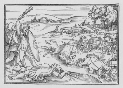 David Smiteth Hadadezer e os sírios, 2 Samuel VIII, 3 de Hans after Holbein the Younger