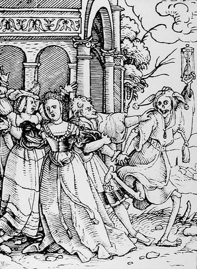 Morte e o cortesão, da dança da morte, gravada por Hans Lutzelburger, c.1538 de Hans after Holbein the Younger