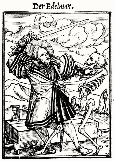 Morte e o nobre, da dança da morte, gravada por Hans Lutzelburger, c.1538 de Hans after Holbein the Younger
