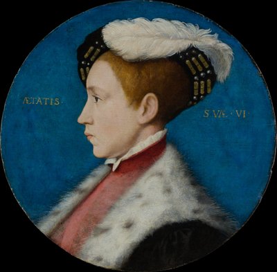 Edward VI, c.1545 (óleo e ouro em carvalho) de Hans after Holbein the Younger