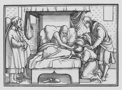 Jacó Abençoa José e Seus Dois Filhos, Gênesis XLVIII, 14 de Hans after Holbein the Younger