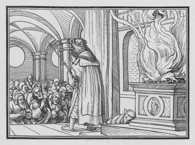 Salomão Abençoa o Povo e Elogita a Deus 2 Crônicas 6: 12 de Hans after Holbein the Younger
