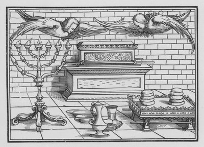 A Arca, a Misericórdia, os Querubins, a Mesa e o Candelabro, Êxodo XXV, 21, 22 de Hans after Holbein the Younger