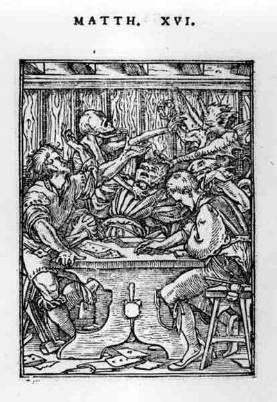 The Gamesters, da série Dance of Death, gravada por Hans Lutzelburger (fl.1505-26) c.1526-28 de Hans after Holbein the Younger