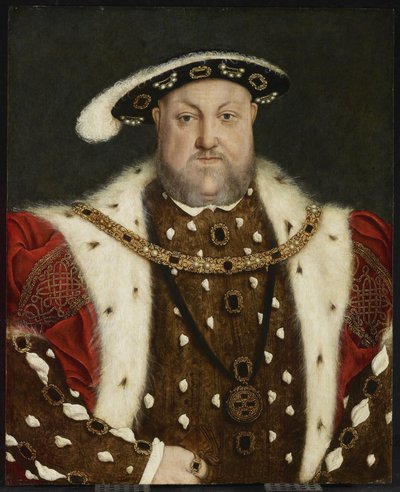 Retrato de Henrique VIII, segunda metade do século XVI (óleo sobre painel de carvalho) de Hans circle of Holbein the Younger