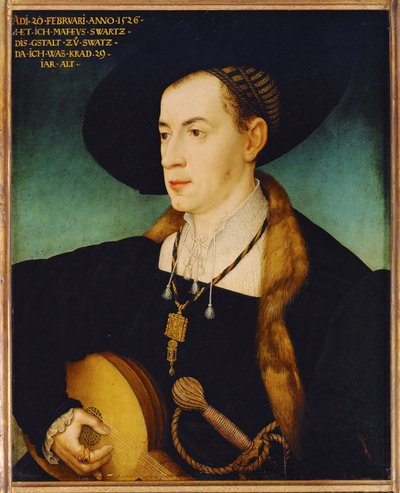 Matthaeus Schwarz, banqueiro, sócio da família bancária Fugger de Augsburgo, financiadores do imperador Carlos V ... de Hans or Johan Maler