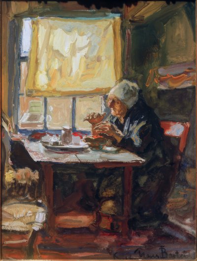 Velha à mesa do pequeno-almoço de Hans von Bartels