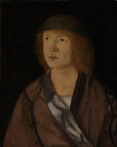 Retrato de um jovem, garota reversa, fazendo uma guirlanda, ca. 1508 de Hans von Kulmbach