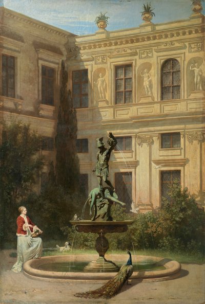 Alemão: Der Grottenhof in der Münchner Residenz Pátio com a Gruta na Residência Real de Munique de Hans von Marées