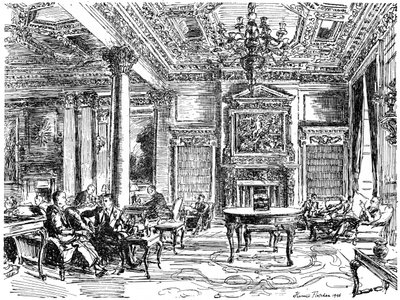 The Members Lounge, clube do RAC, Pall Mall, Londres, 1946 de Hanslip Fletcher