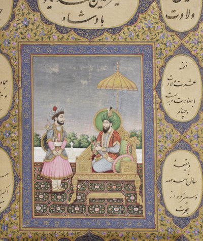 Álbum de Genealogia dynástica de Mughal, 1855 (wc e ouro opacos sobre papel) de Haqim Ahasan Ullah Khan