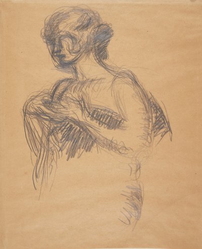 Figura feminina (Besse, esposa do artista). Meia figura, perfil de três quartos para a esquerda de Harald Giersing