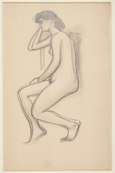 Modelo feminino sentado, visto de lado de Harald Giersing