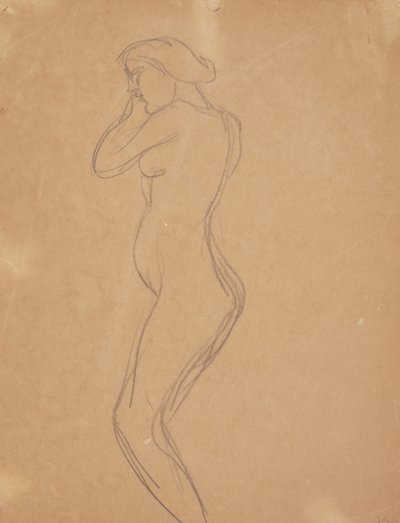 Modelo feminino em pé visto de perfil de Harald Giersing