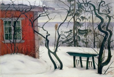 inverno em Hvalsbakken. Paisagem coberta de neve com árvores deformadas. Pintura de Harald Oscar Sohlberg (1869-1935) de Harald Oscar Sohlberg