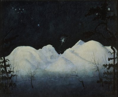 Noites de Inverno nas montanhas (óleo sobre tela) de Harald Oscar Sohlberg