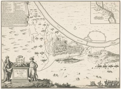 Plattegrond van Buda, 1686 Plano da Cidade e os Ataques de Bude em 1686 (título no objeto) de Harmanus van Loon