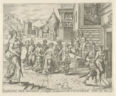 Dina esmagada e violada por Shechem
História de Dina e Shechem (título da série) de Harmen Jansz Muller