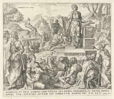 Homem recolhe madeira no sábado Lembre-se do dia de sábado Os Dez Mandamentos (título da série) de Harmen Jansz Muller