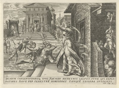 Rahab deixa os espiões escaparem pela janela A História de Josué (título da série) de Harmen Jansz Muller