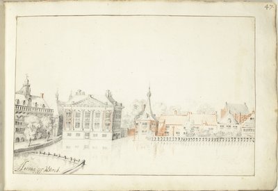 Vista dos edifícios no Hofvijver, Haia de Harmen ter Borch (signed by artist)