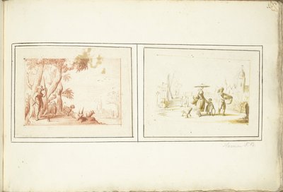 Pastor com o seu gado e cena de rua de Harmen ter Borch (signed by artist)