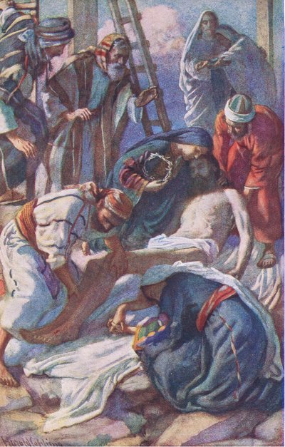 Na cruz, ilustração deHarold Copping Pictures: The Crown Series, c.1920s de Harold Copping