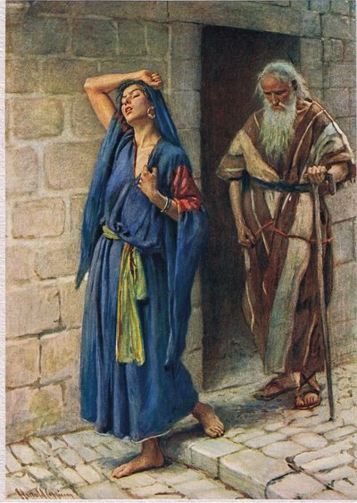 A Mulher de Jeroboão, ilustração de "Mulheres da Bíblia", publicado pela The Religious Tract Society de Harold Copping