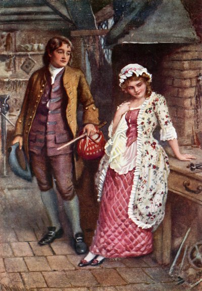 Joe Willet e Dolly Varden (cor litho) de Harold Copping