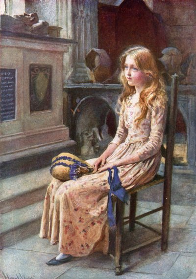 Pequena Nell na Igreja Velha (cor litho) de Harold Copping