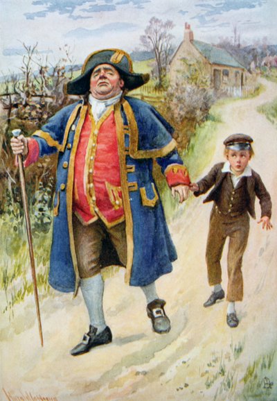 Sr. Bumble e Oliver Twist, ilustração para &39;Character Sketches from Dickens&39; compilado por BW Matz, 1924 de Harold Copping