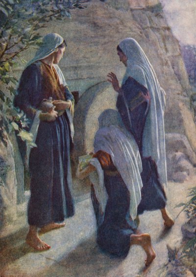 Novo Testamento: As mulheres no Sepulcro (litografia a cores) de Harold Copping