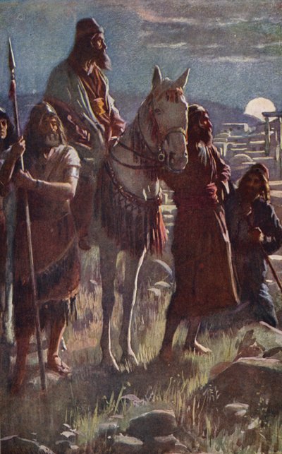 Antigo Testamento: O levantamento da meia-noite de Neemias (litografia a cores) de Harold Copping