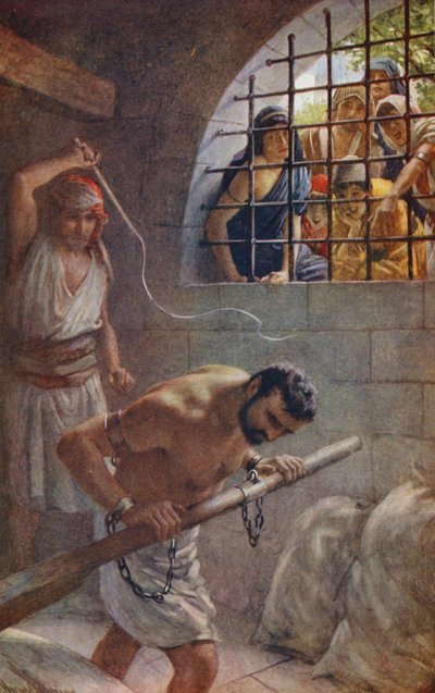 Antigo Testamento: Sansão (litografia a cores) de Harold Copping