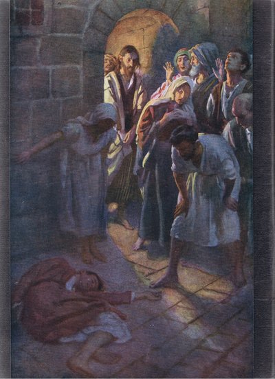 A queda de Êutico, ilustração deHarold Copping Pictures: The Crown Series, c.1920s de Harold Copping