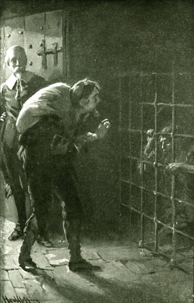 O homem na gaiola de ferro (litho) de Harold Copping