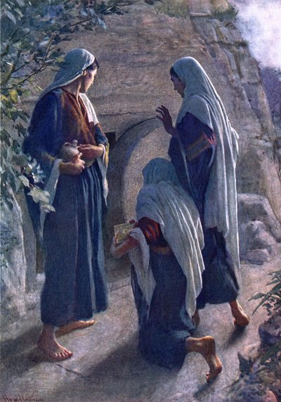 A mulher no Sepulchre (cor litho) de Harold Copping