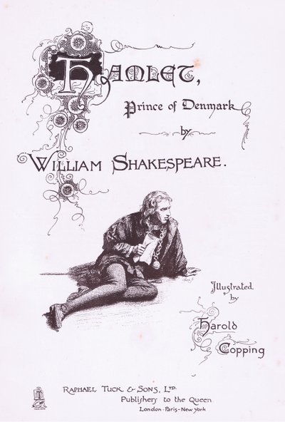 Design de página de título, ilustração de Hamlet de Harold Copping