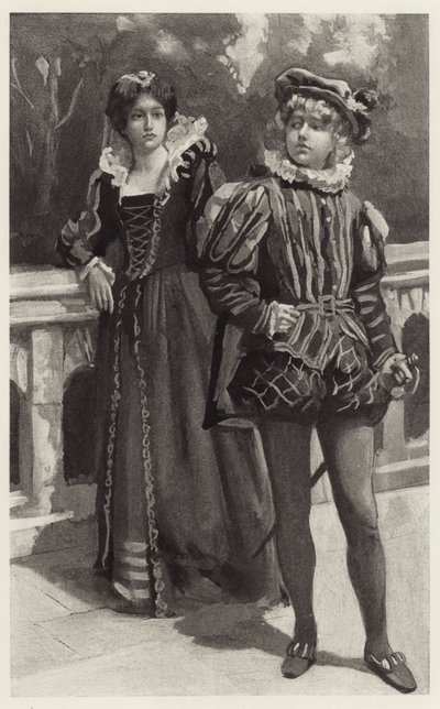 Viola se apressou de sua presença, ameaçando nunca mais vir implorar o amor de Orsinos de Harold Copping