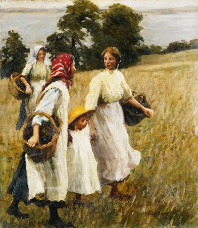 The Blackberry Harvest, c.1908 (óleo sobre tela) de Harold Harvey