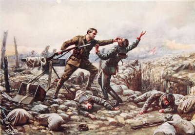 O soldado J. Boyd, sozinho, captura uma metralhadora de Harold Hume Piffard