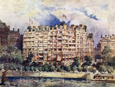 A frente do rio do Hotel Savoy em 1889 de Harold Oakley